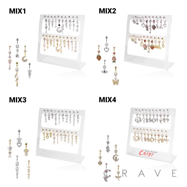 20PCS NAVEL RINGS WITH FREE L STAND
